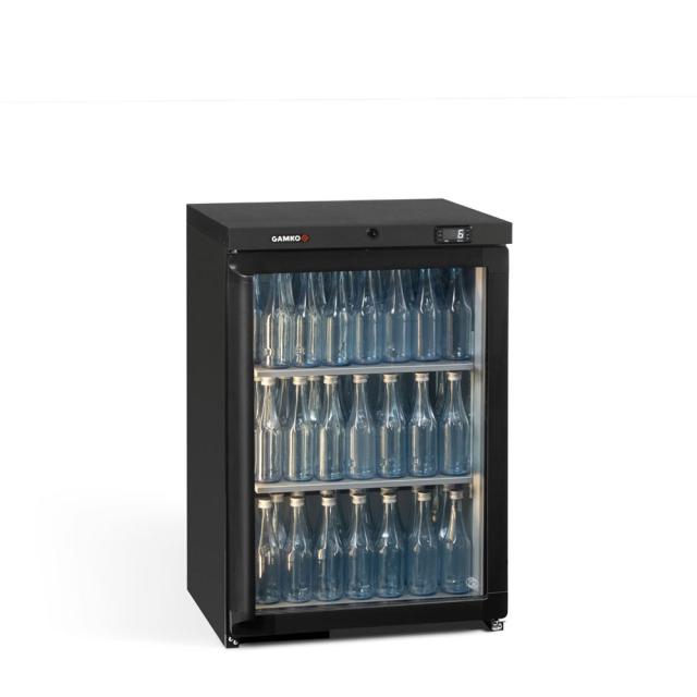 MG3 single door cabinet filled with empty bottles