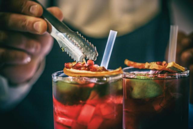 two beautiful drinks with straws