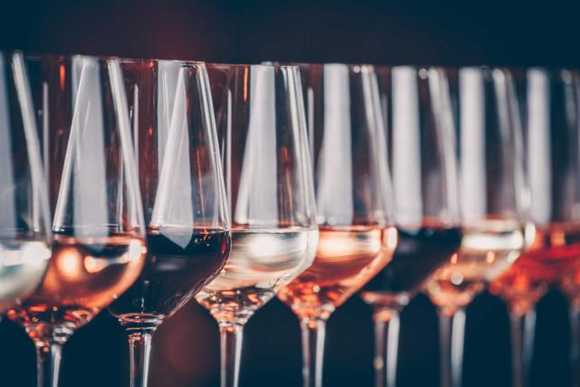 varied glasses of wine