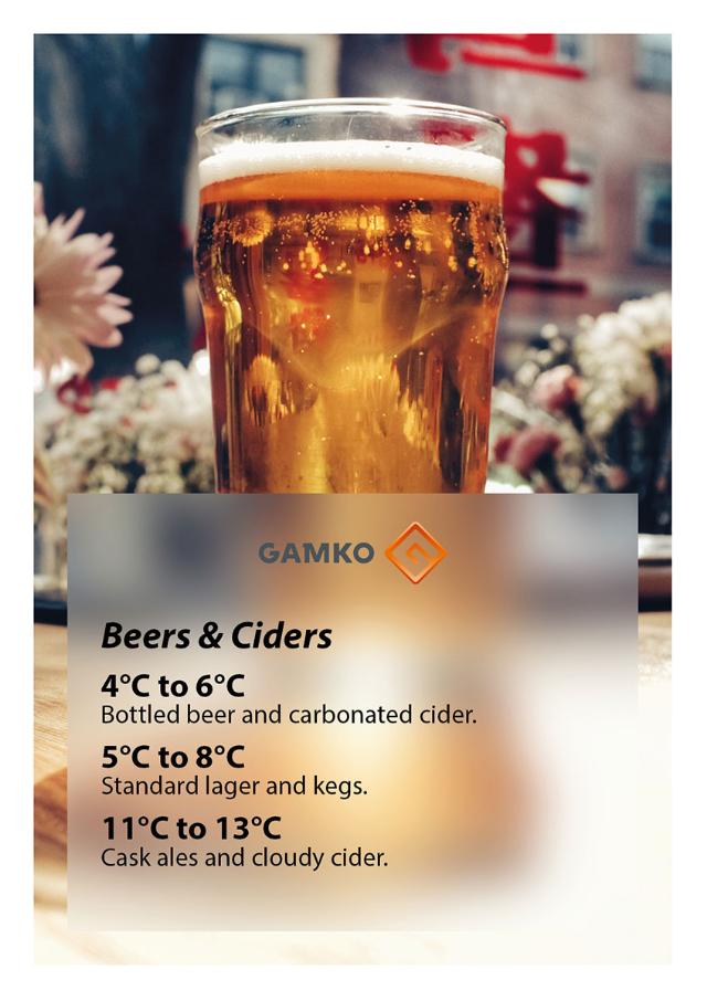 Beer and ciders temperature guide