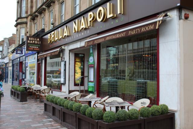 Outside of Bella Napoli Glasgow