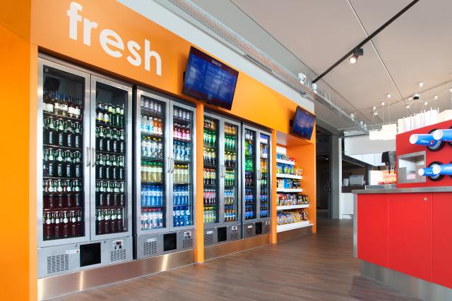  refrigeration fridges with cold drinks in cinema