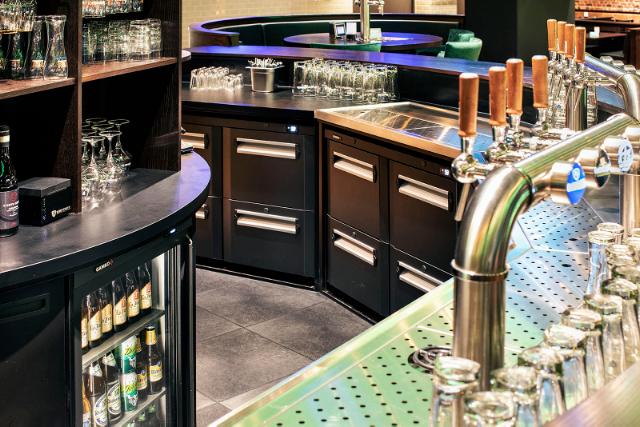 A curved bar area fitted with Gamko units